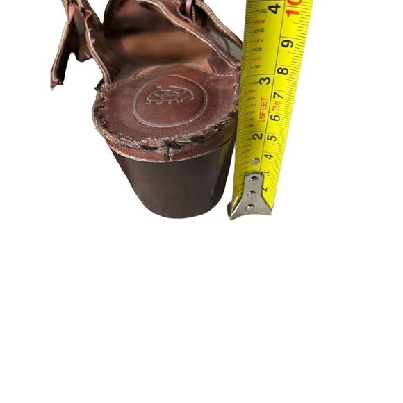 Ariat Leather Block Heel Peep Toe Brown Sandal Size 11B - Picture 9 of 11